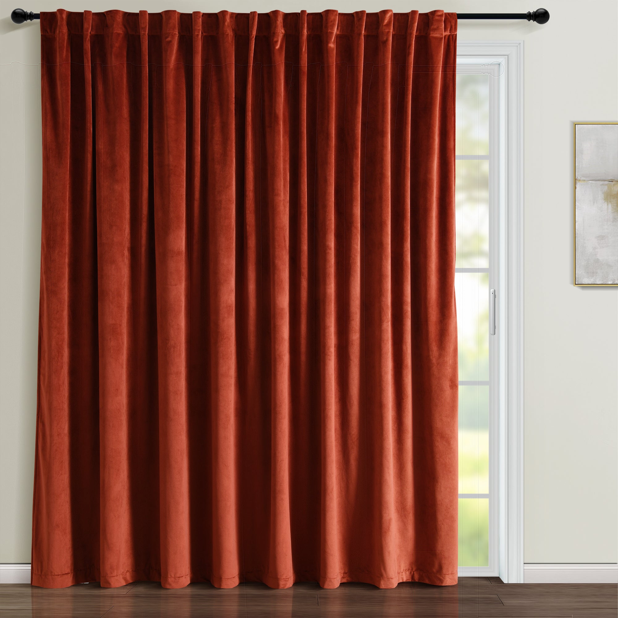 Prima Velvet Solid Ultra Wide Light Filtering Window Curtain Panel