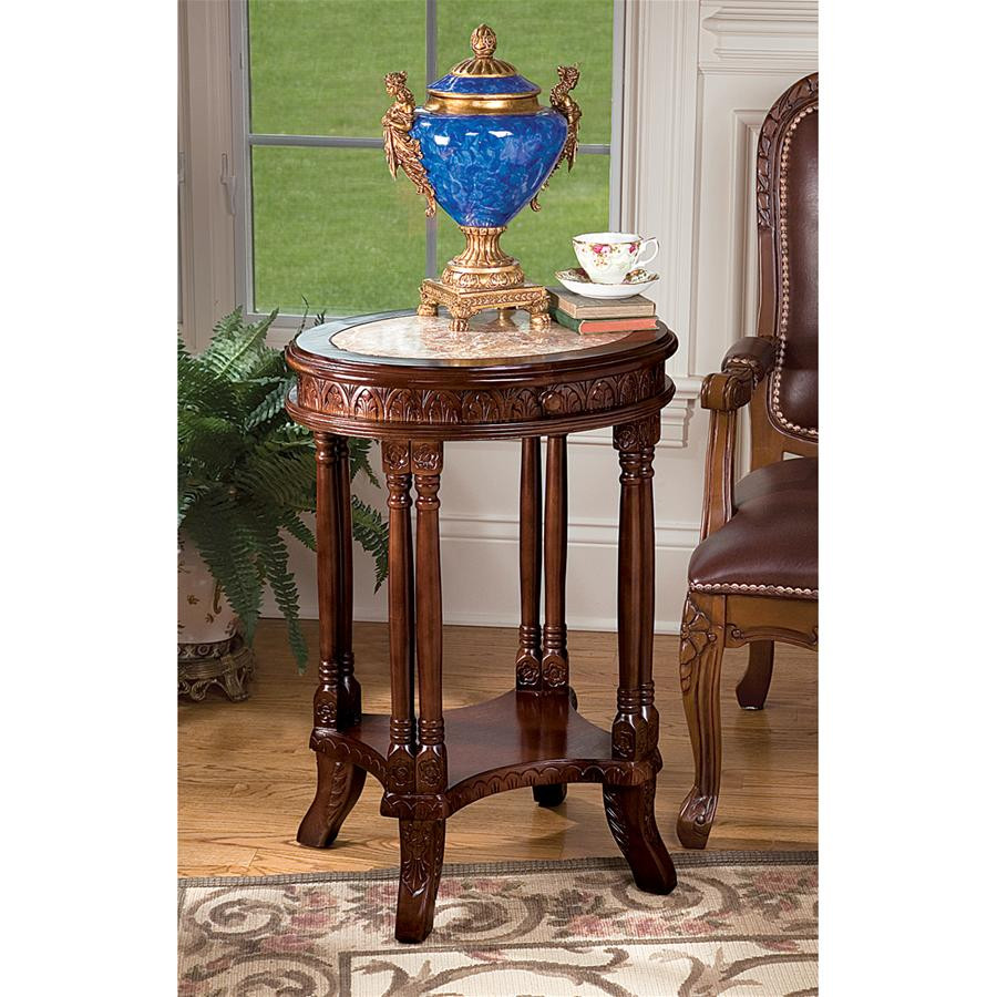 Design Toscano Balfour Inlaid Marble Colonnade Table   Traditional   Side Tables And End Tables   by Kolibri Decor  Houzz