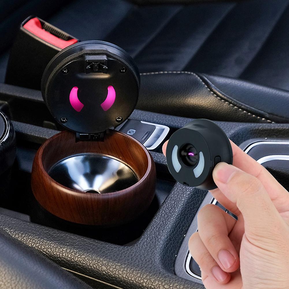 Car Ashtray With Detachable Lighter Car Cigar Ashtray With Led Lights Smokeless Car Cigarette Ash Tray For Auto Cup Holder Vehicle Home Office Silver