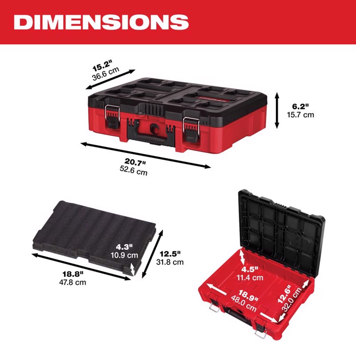 MW Packout 20 in. Tool Case with Foam Insert Black/Red