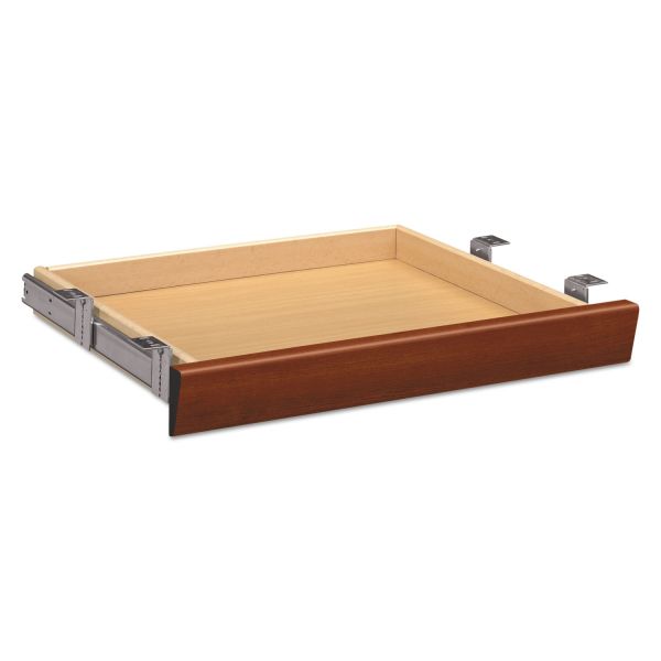 HON Laminate Angled Center Drawer， 22w x 15.38d x 2.5h， Cognac