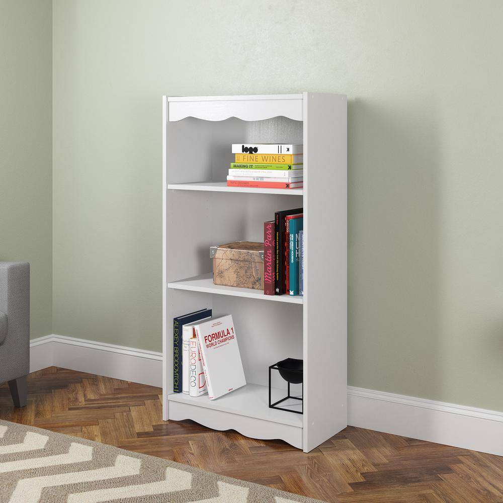 CorLiving Hawthorn 48 in. Frost White Wood 3-shelf Standard Bookcase with Adjustable Shelves LHN-710-S