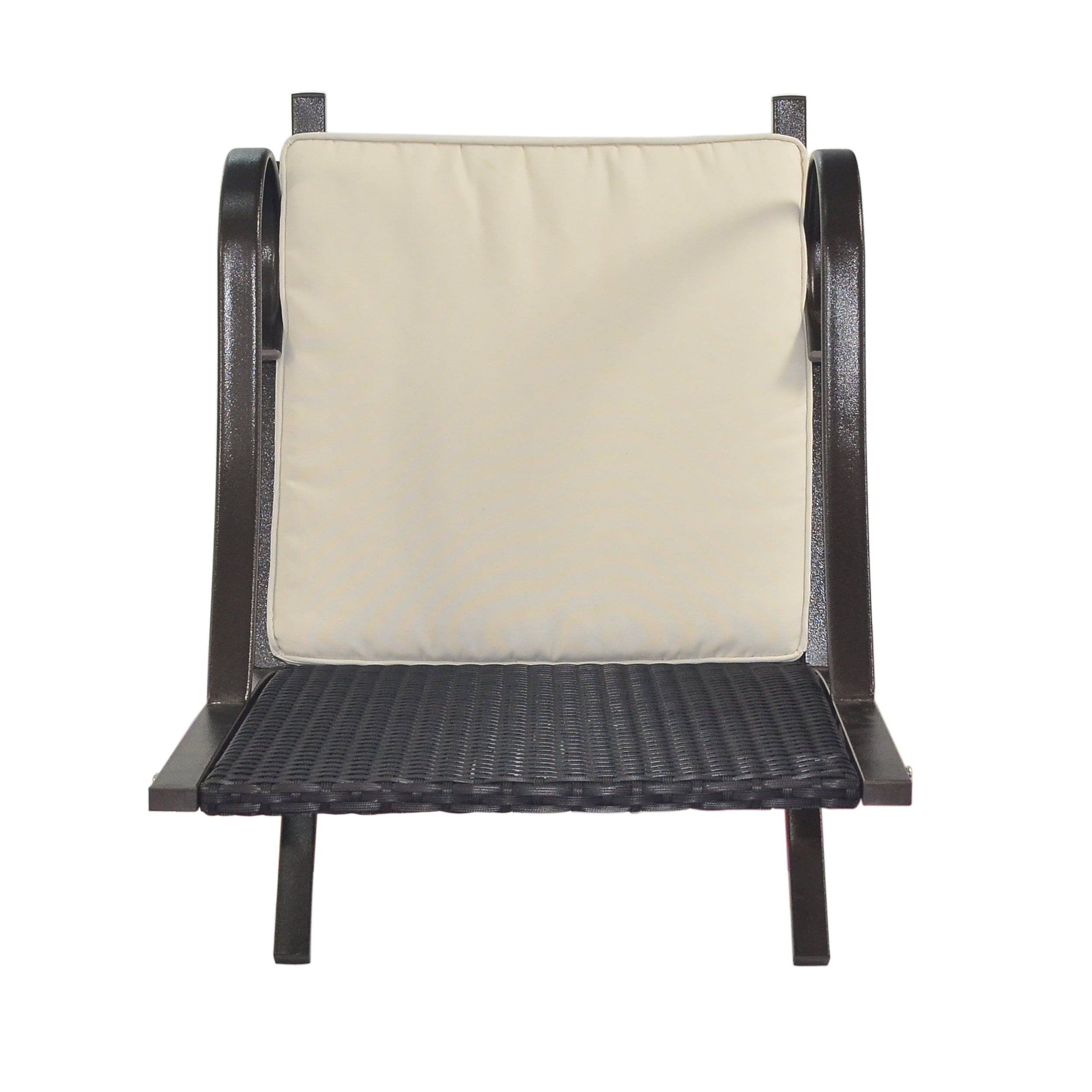 Outdoor Wicker Rocking Chair with Cushion, Cream, Dark Brown