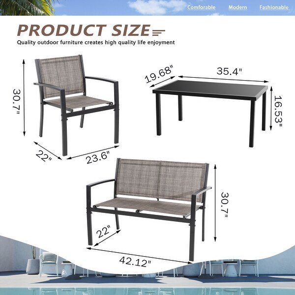 Futzca 4Piece Outdoor Patio Furniture Set，Textilene Bistro Patio Set