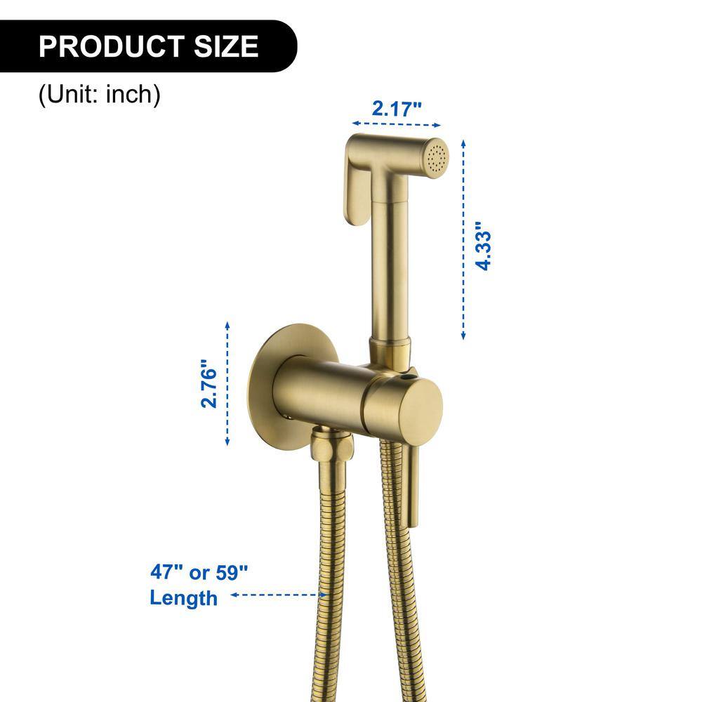 FLG Single-Handle Bidet Faucet with Handle Warm Water Wall Mount Bidet Sprayer for Toilet with Rough-In Valve Brushed Gold SS-0216-BG