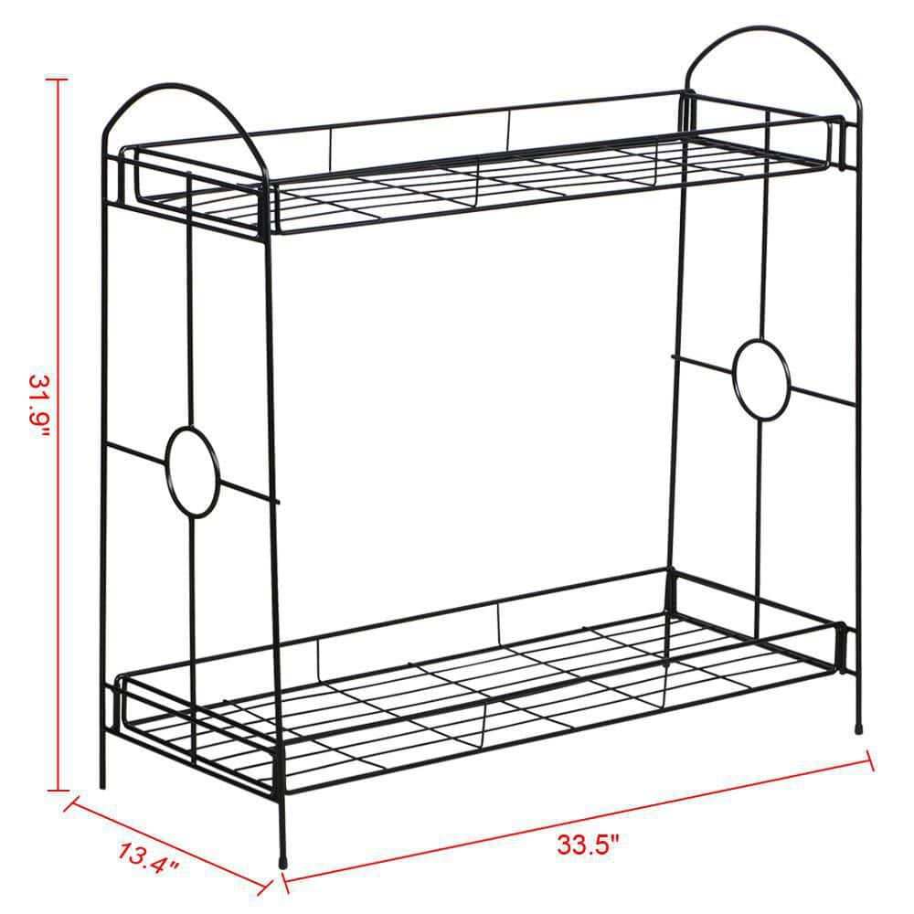 Yaheetech 32 in. H Metal Plant Stand with Tray Design For Outdoor/Indoor (2 Tier) DYkc7a0001