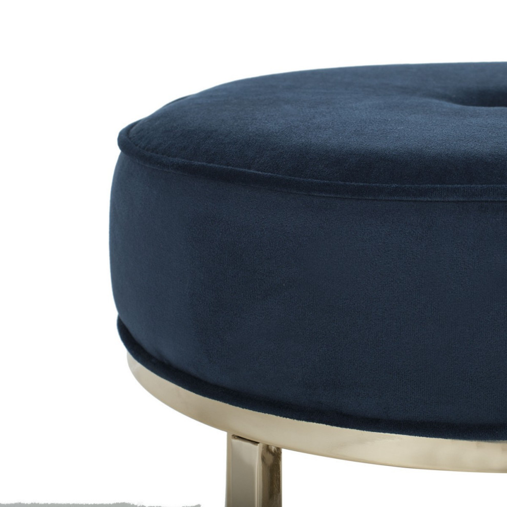 Gill Round Ottoman  Navy/Brass   Contemporary   Footstools And Ottomans   by Rustic Home Furniture Deco  Houzz