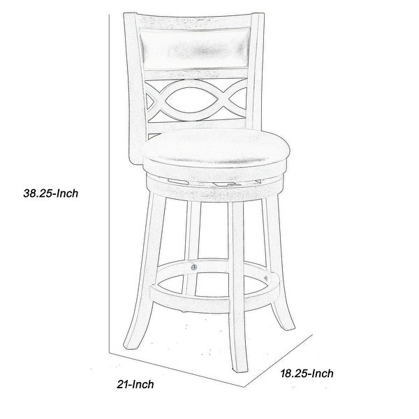 Curved Lattice Back Counter Stool with Leatherette Seat， Gray and Black - 38.25 H x 21 W x 18.25 L Inches