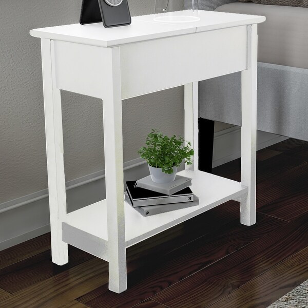 Lavish Home Set of 2 Flip Top Console Tables， White