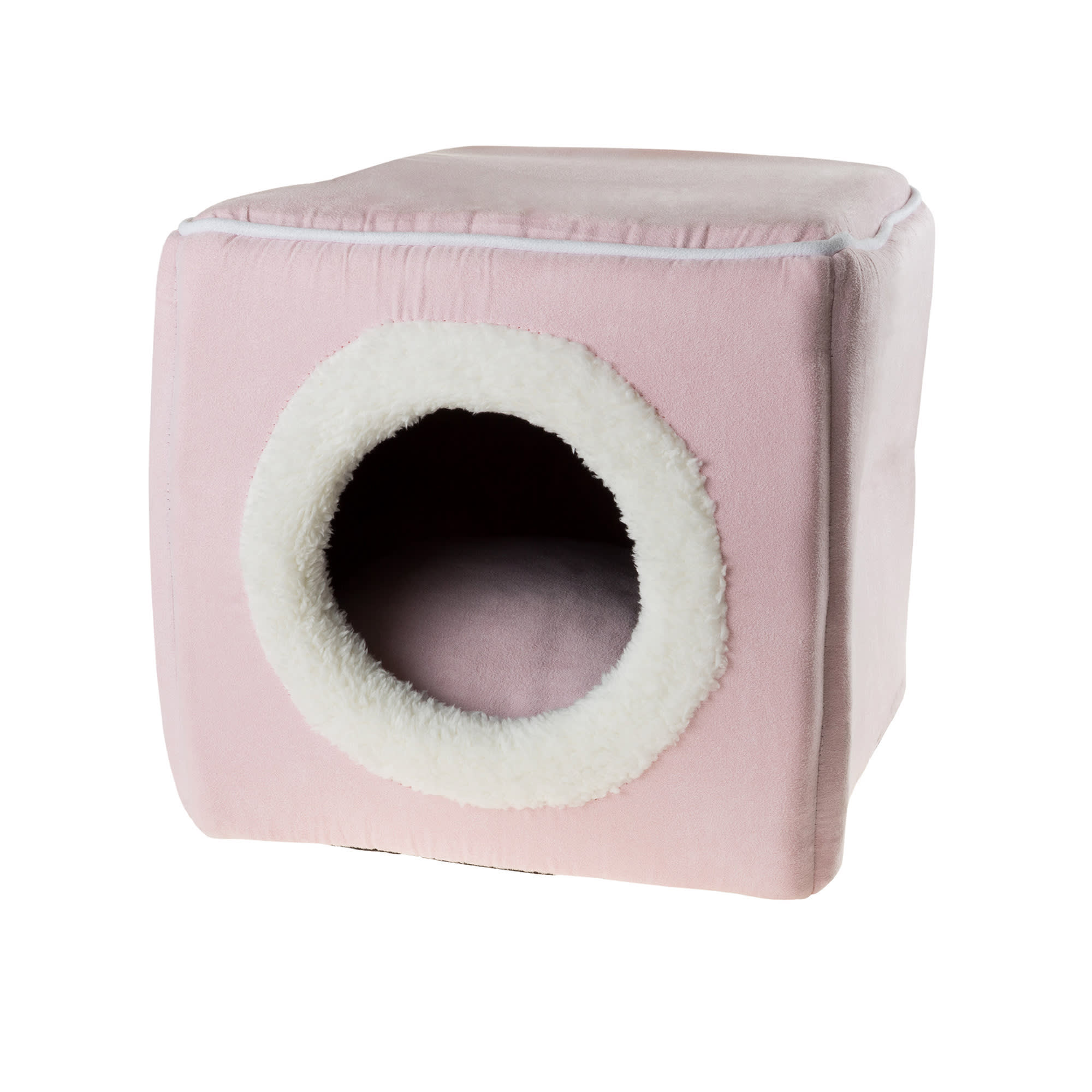 Pet Adobe Pink Soft Enclosed Indoor Cavern Cat Bed， 13