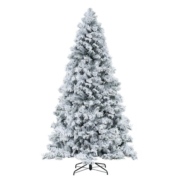 Skylar Snow Flocked Christmas Tree Prelit，Realistic Alaskan Pine Frosted Christmas Tree with Lights