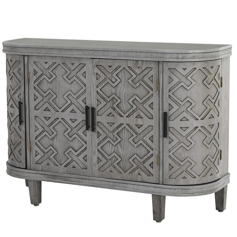 Accent Storage Cabinet Sideboard with Antique Pattern Doors for Entryway