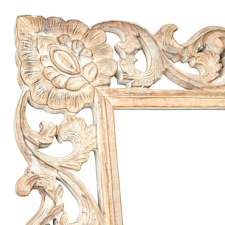 Litton Lane 72 in. x 36 in. Intricately Carved Rectangle Framed Light Brown Floral Wall Mirror 23702