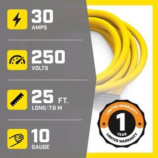 Champion Power Equipment 25 ft. NEMA L14-30P to 4x 5-20R Generator Cord in Yellow 48043