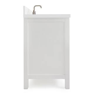 ARIEL Cambridge 61 in. W x 22 in. D x 35 in. H Vanity in White with Quartz Vanity Top in White with Basin A061SWQOVOWHT