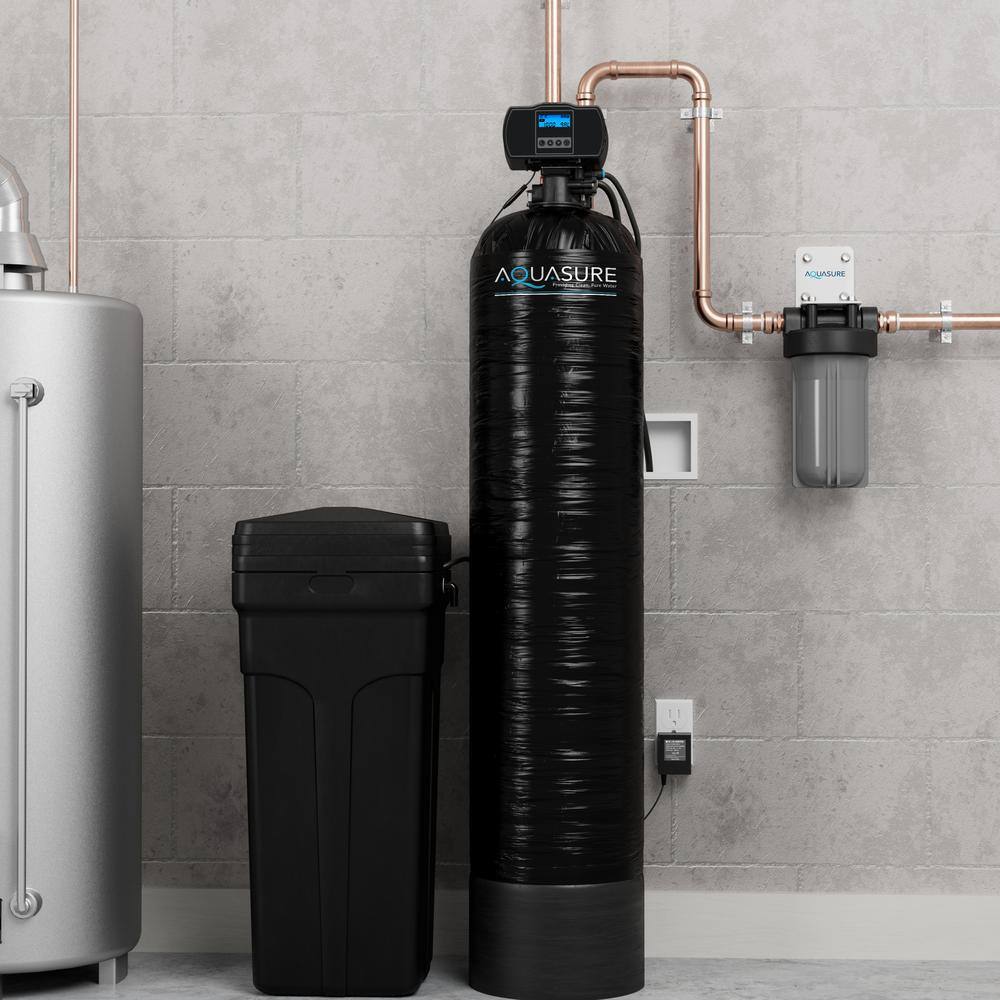 AQUASURE Harmony Series 48000 Grain Electronic Metered Water Softener with Sediment and Carbon Pre-Filter AS-HS48SCP