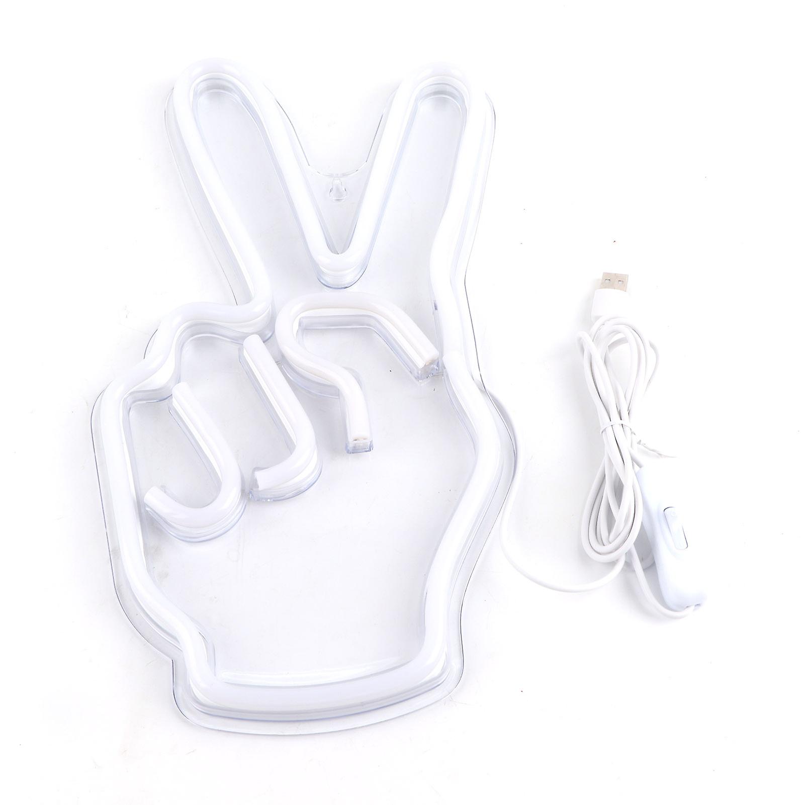 Neon Sign Light Innovative Victory Gesture Decorative Lamp Usb Powered For Bedroom Cabinet Shelf