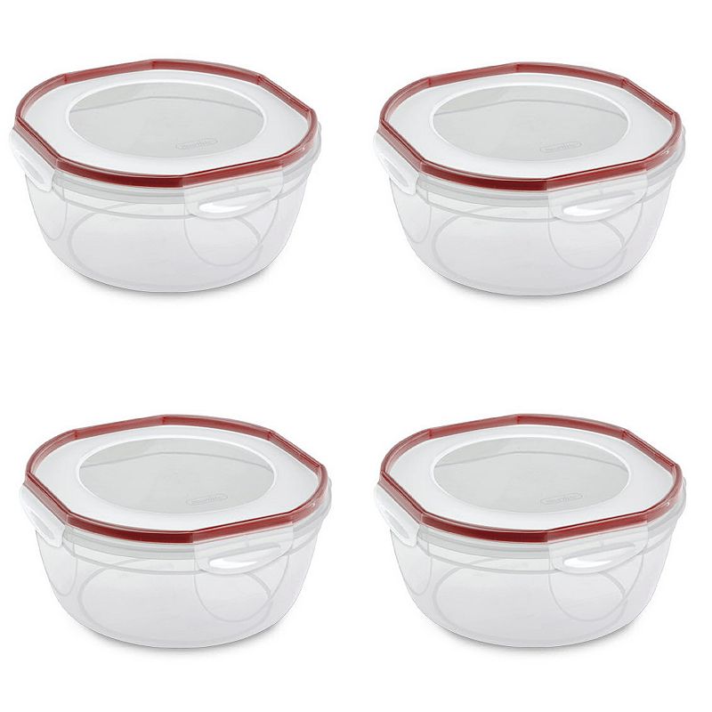 Sterilite Ultra Seal 4.7 Qt Plastic Food Storage Bowl Container w/ Lid (4 Pack)