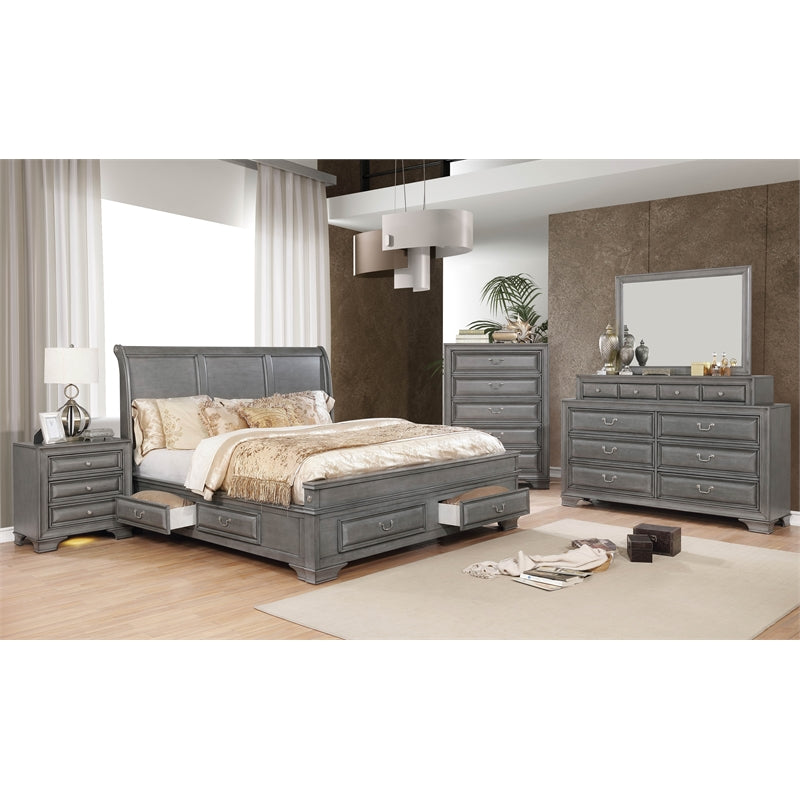 Furniture of America Bradford Wood King Storage Platform Bed in Gray