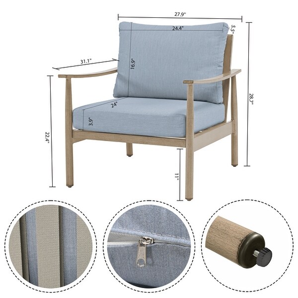 3Piece Aluminum Patio Conversation Set with Webbing Chair Back and Cushions