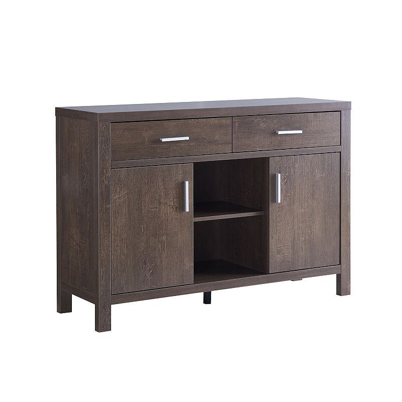 FC Design 47W Sideboard Storage Cabinet， Dining Server Cupboard Buffet Table with Two Cabinets and Drawers