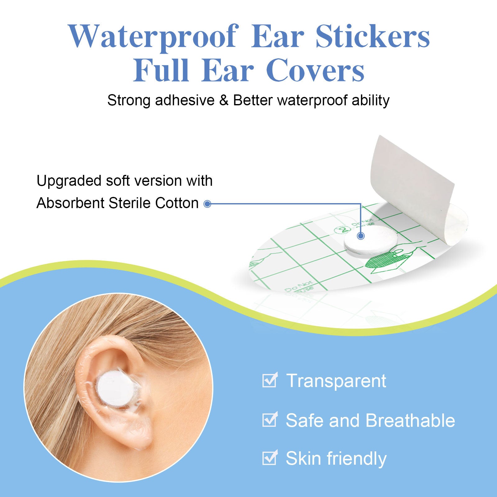 🔥Fall 50% Off Sale This Weekend Only🔥Waterproof Ear Stickers For Children Bathing And Swimming Ear Protectors 60PCS