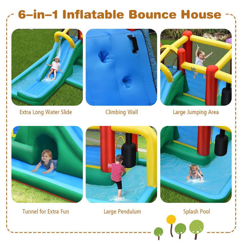 Costway Fabric Slide Water Park Climbing Bouncer Pendulum Tunnel Game without Blower OP70801