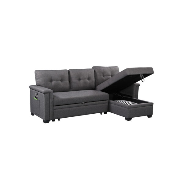 Nathan Dark Gray Reversible Sleeper Sectional Sofa...