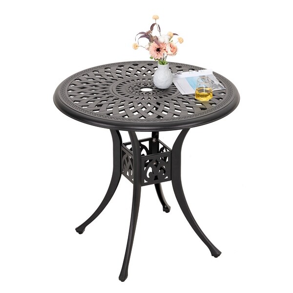 Outdoor 31'' Round Cast Aluminum Bistro Table with 1.97'' Umbrella Hole