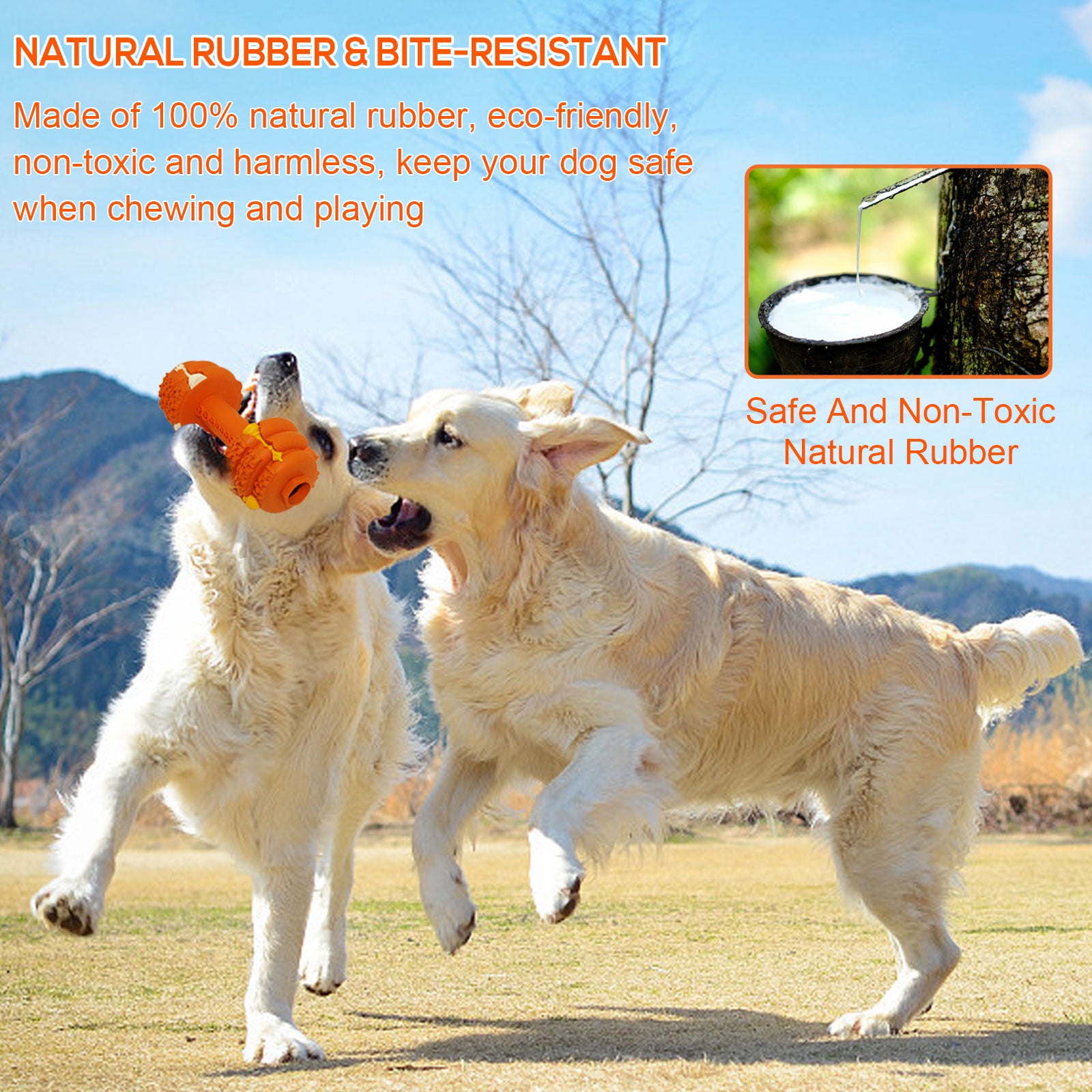 XMXIERUI Dog Chew Toys for Aggressive Chewers，Food Grade Non-Toxic Dental Pet Toy，Tough Durable Indestructible Dog Toys for Medium Large Dogs.Orange.