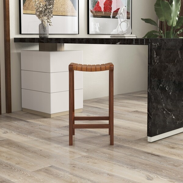 Andy Mid-Century Leather Upholstered Bar Stool