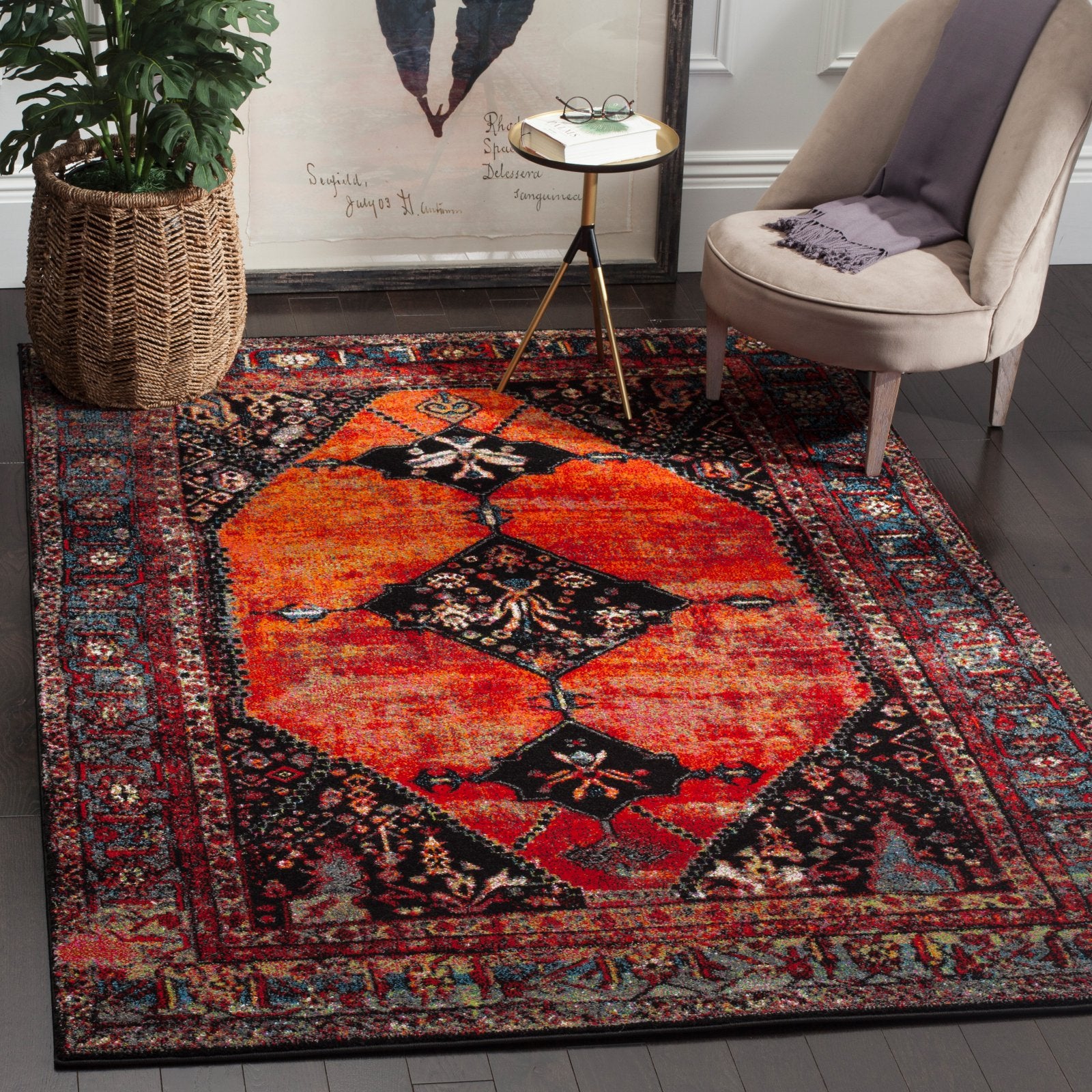 SAFAVIEH Vintage Hamadan Samia Traditional Area Rug, Orange/Multi, 2'7