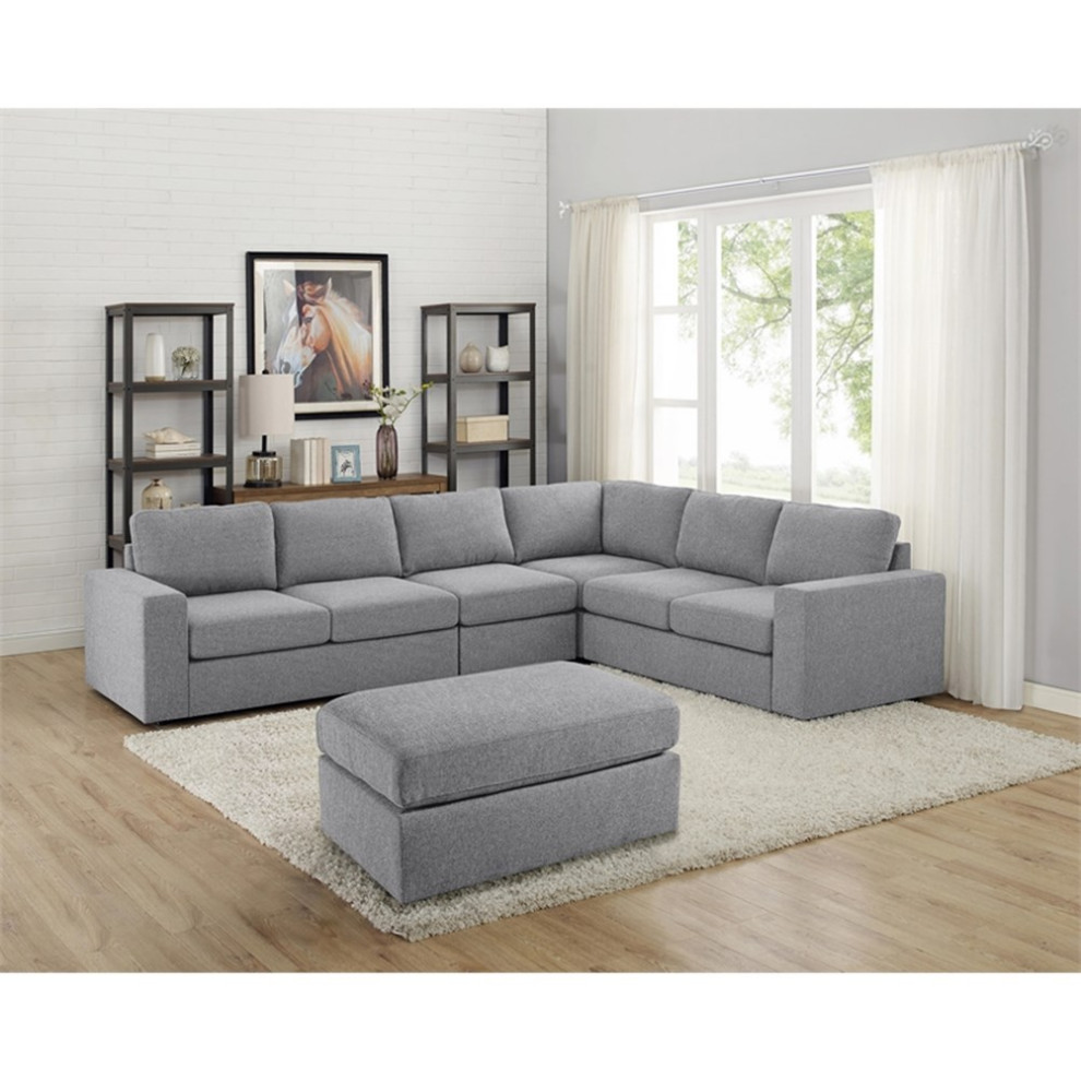 Bowery Hill Contemporary Fabric 7 Seat Reversible Modular Sectional Sofa in Gray   Transitional   Sectional Sofas   by Homesquare  Houzz