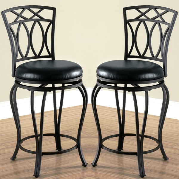 Timeless Design Metal Frame Black Upholstered Swivel Counter Height Dining Stool