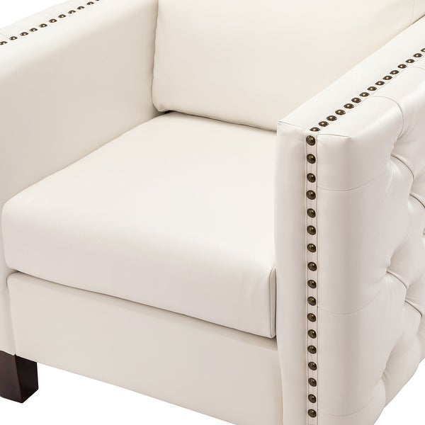 Pr Comfy Nailhead Trim with Tufted Arms Club Chair Set of 2 by HULALA HOME