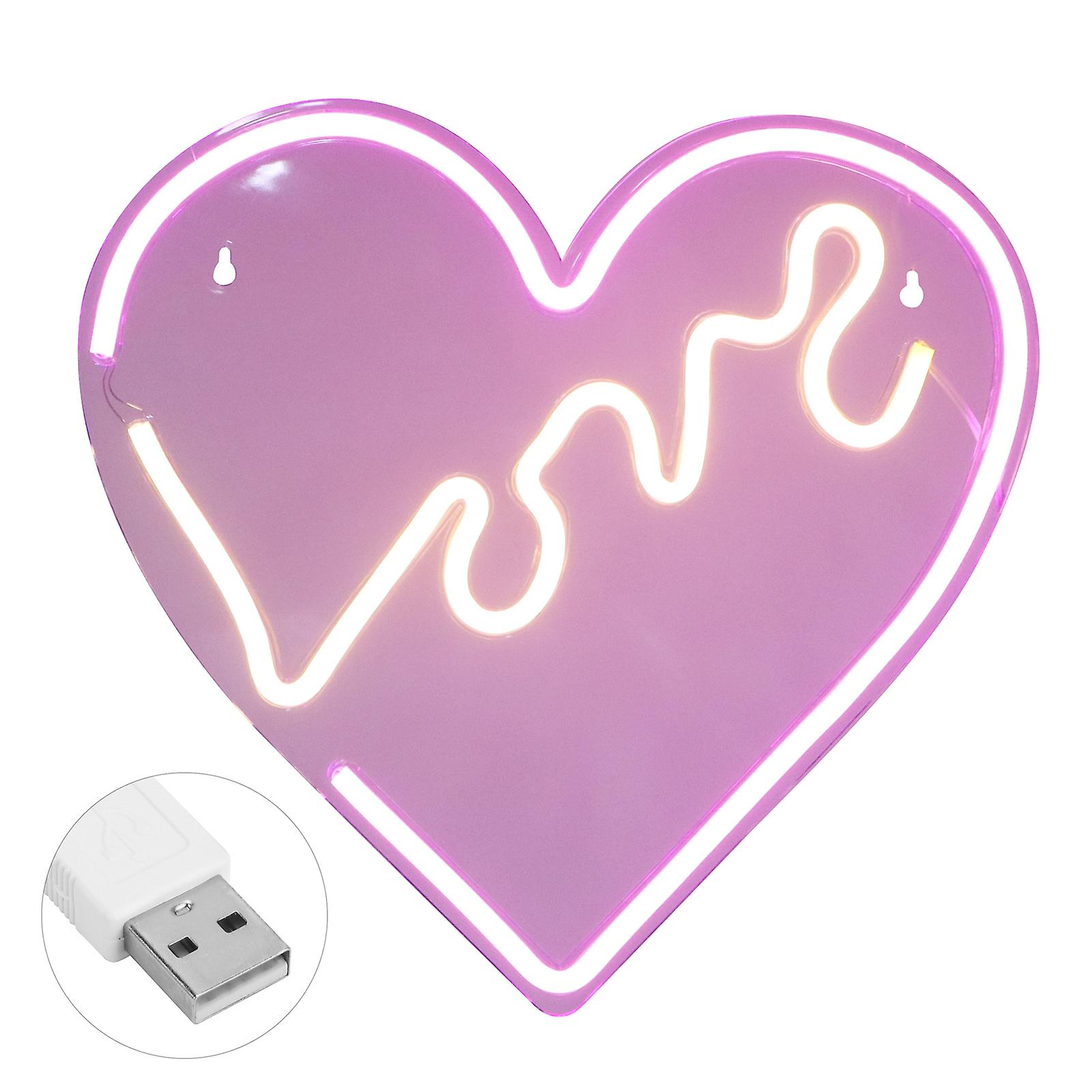 Led Neon Light Usb 3dimensional Heartshape Lamp Bedroom Party Holiday Decoration