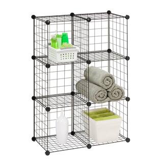 Honey-Can-Do 43 in. H x 29 in. W x 14.5 in. D Black 6- Cube Organizer SHF-09484