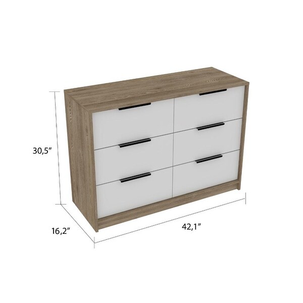 TUHOME Kaia 4 Drawer Double Dresser with 2 Cabinets and Metal Hardware - - 31880279