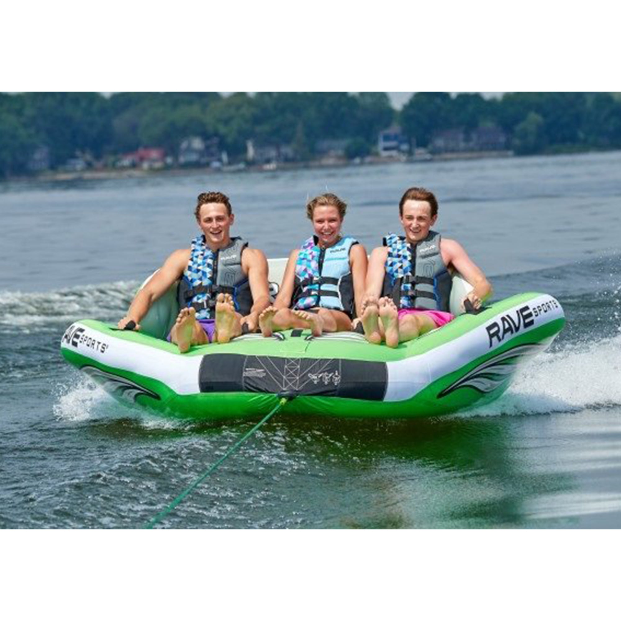 RAVE Sports Inflatable Wake Hawk Towable Boating Water Tube Raft， Green