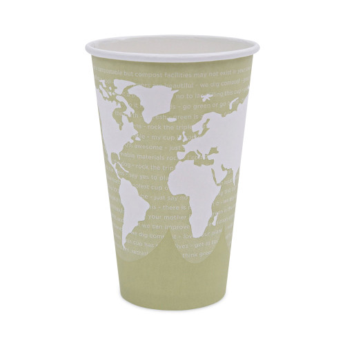 Eco-Products World Art Renewable and Compostable Hot Cups， 16 oz， 50/Pack， 20 Packs/Carton (EPBHC16WA)