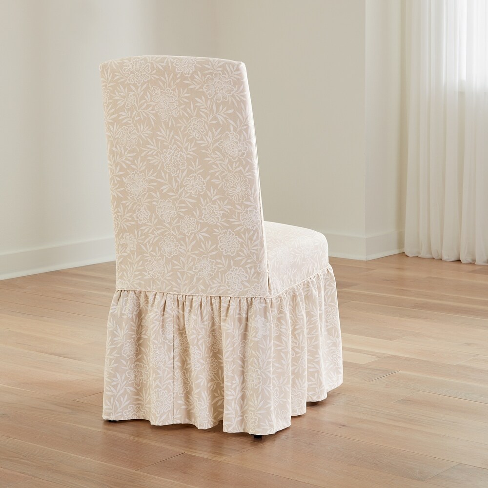 SureFit Essential Twill Ruffled Long Dining Chair Slipcover