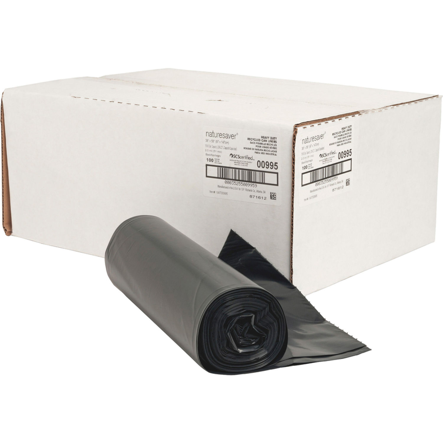 Black Low-density Recycled Can Liners by Nature Saver NAT00995