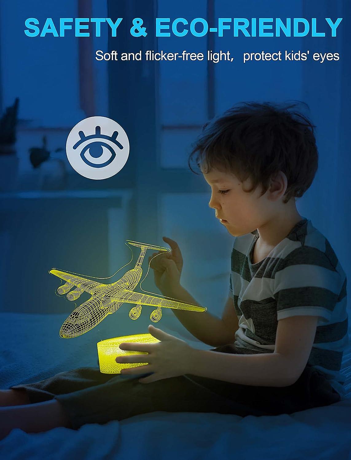 Airplane Night Light For Kids， 3d Illusion Night Lamp， 16 Colors Changing With Remote Control， Room Decor， Gifts For Children Boys Girls