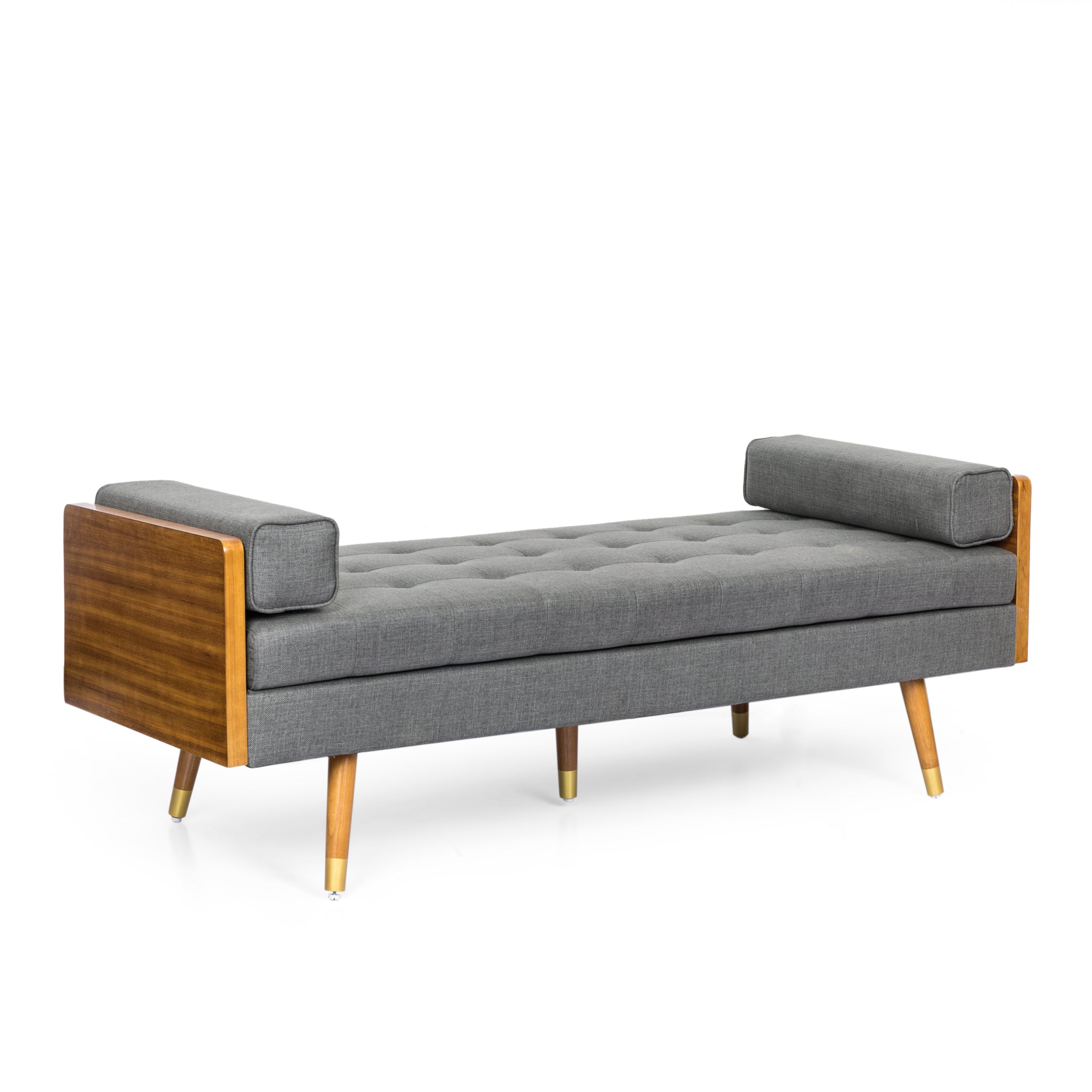 Tiltonsville Mid-Century Modern Tufted Double End Chaise Lounge with Bolster Pillows