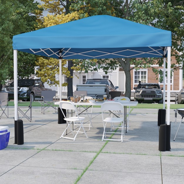 Emma And Oliver Outdoor Event tailgate Set With Pop Up Event Canopy With Wheeled Case Bi fold Table And 4 Folding Chairs