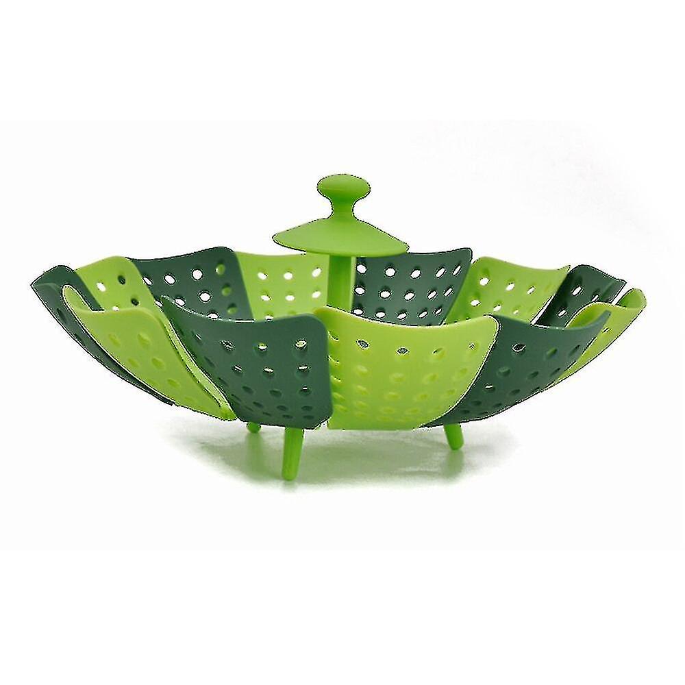 Folding Steamer Basket Retractable Plastic Food Steaming Fruit And Vegetable Plate， 1 Piece， Green