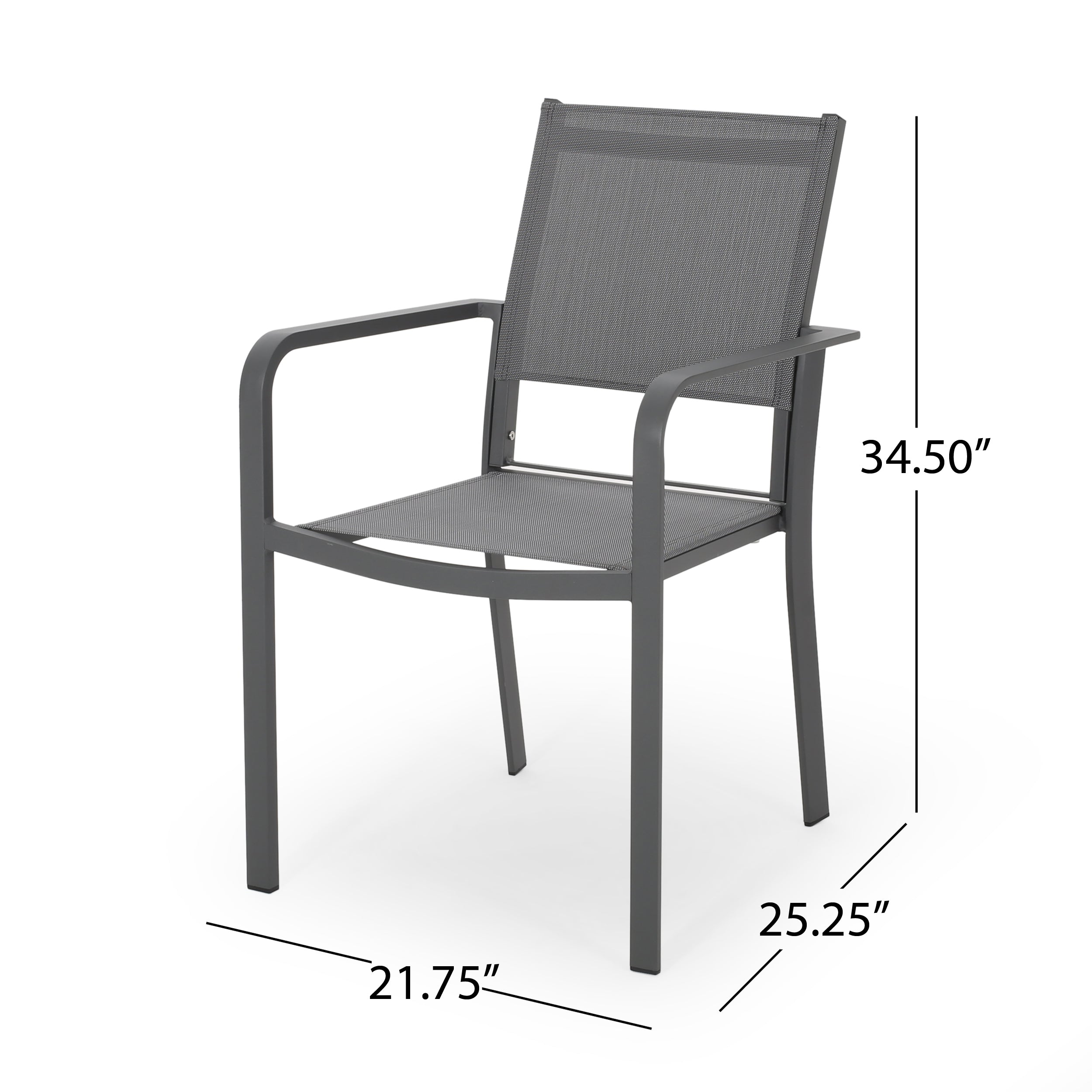 Martin Outdoor Modern Aluminum Dining Chair with Mesh Seat (Set of 2)