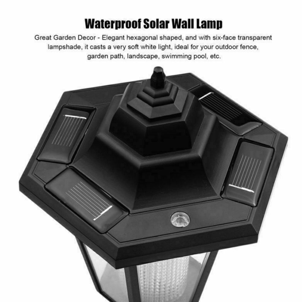 2pcs Waterproof Wall Mount Solar Lights Outdoor Pathway Gate Bright White Lamp Automatic Induction