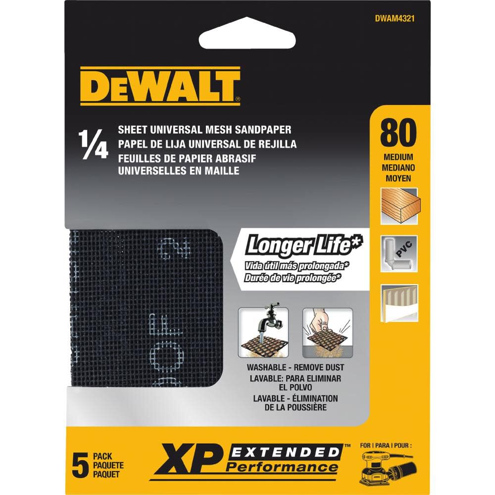 DEWALT Mesh 1/4 Sheet 80 Grit (5 PACK) DWAM4321 from DEWALT