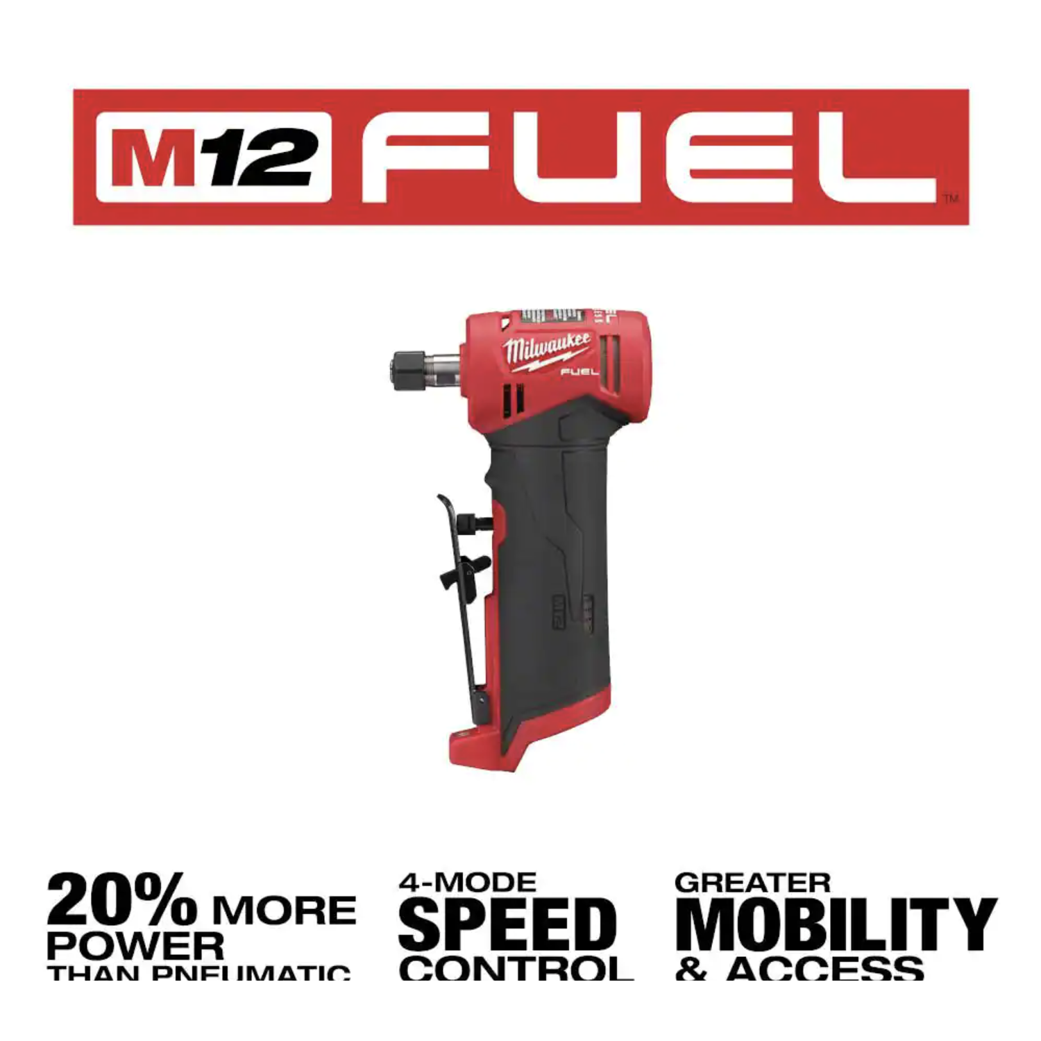 Milwaukee M12 FUEL 12V Lithium-Ion Brushless Cordless 1/4 in. Right Angle Die Grinder with M12 2.0 Ah Battery (2485-20-48-11-2420)